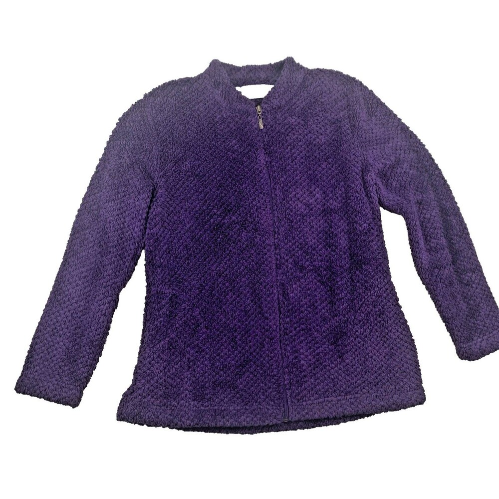 Stan Herman Women's Size M Sherpa Jacket Plush Purple Long Sleeve Full Zip